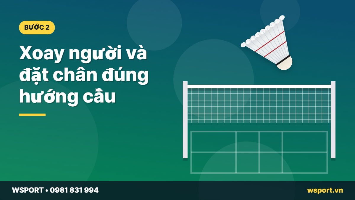 Xoay người và đặt chân khi đánh trái tay cầu lông